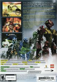 Box back cover for Bionicle Heroes on the Microsoft Windows.