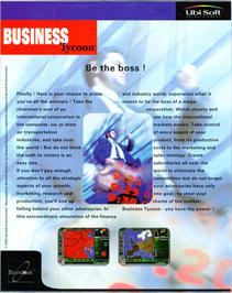 Box back cover for Business Tycoon on the Microsoft Windows.