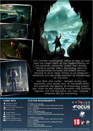 Box back cover for Call of Cthulhu on the Microsoft Windows.