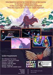 Box back cover for Celeste on the Microsoft Windows.