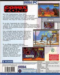 Box back cover for Comix Zone on the Microsoft Windows.