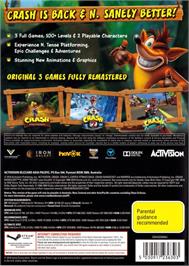 Box back cover for Crash Bandicoot - N. Sane Trilogy on the Microsoft Windows.