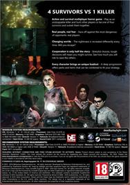 Box back cover for Dead by Daylight on the Microsoft Windows.