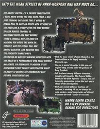Box back cover for Discworld Noir on the Microsoft Windows.