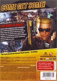 Box back cover for Duke Nukem Forever on the Microsoft Windows.