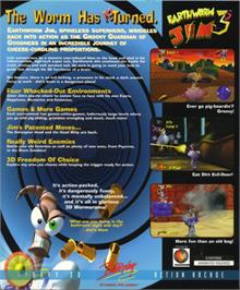 Box back cover for Earthworm Jim 3D on the Microsoft Windows.