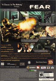 Box back cover for F.E.A.R. - First Encounter Assault Recon on the Microsoft Windows.