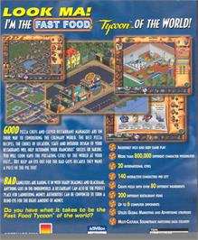 Box back cover for Fast Food Tycoon on the Microsoft Windows.