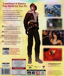 Box back cover for Final Fantasy VIII on the Microsoft Windows.