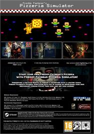 Box back cover for Freddy Fazbear's Pizzeria Simulator on the Microsoft Windows.