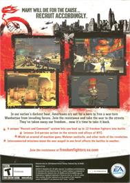 Box back cover for Freedom Fighters on the Microsoft Windows.