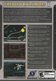 Box back cover for Galactic Civilizations 2 - Dread Lords on the Microsoft Windows.