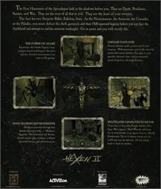 Box back cover for Hexen 2 on the Microsoft Windows.