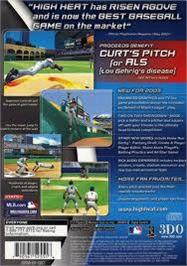 Box back cover for High Heat Major League Baseball 2002 on the Microsoft Windows.