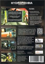Box back cover for Hydrophobia - Prophecy on the Microsoft Windows.