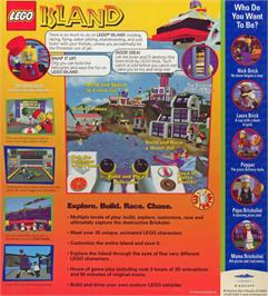 Box back cover for LEGO Island on the Microsoft Windows.