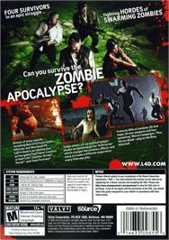 Box back cover for Left 4 Dead on the Microsoft Windows.