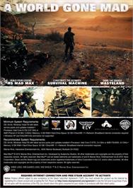 Box back cover for Mad Max on the Microsoft Windows.