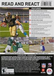 Box back cover for Madden NFL 08 on the Microsoft Windows.