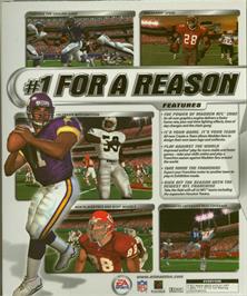 Box back cover for Madden NFL 2002 on the Microsoft Windows.