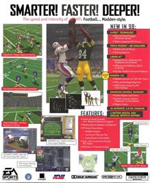 Box back cover for Madden NFL 98 on the Microsoft Windows.