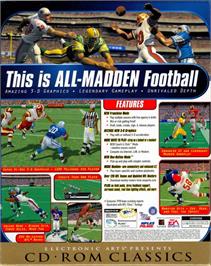 Box back cover for Madden NFL 99 on the Microsoft Windows.