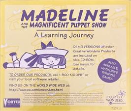 Box back cover for Madeline and the Magnificent Puppet Show on the Microsoft Windows.