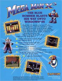Box back cover for Mega Man X3 on the Microsoft Windows.