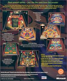 Box back cover for Microsoft Pinball Arcade on the Microsoft Windows.