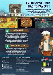 Box back cover for Moonlighter on the Microsoft Windows.