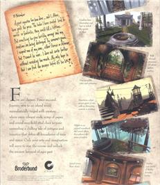 Box back cover for Myst on the Microsoft Windows.