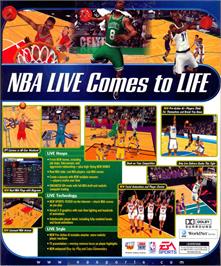 Box back cover for NBA Live 99 on the Microsoft Windows.