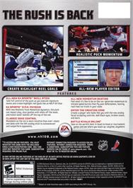 Box back cover for NHL 06 on the Microsoft Windows.