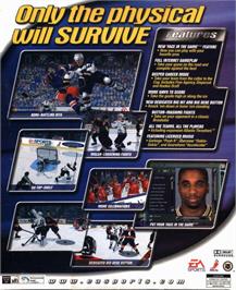 Box back cover for NHL 2000 on the Microsoft Windows.