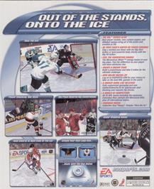Box back cover for NHL 2001 on the Microsoft Windows.