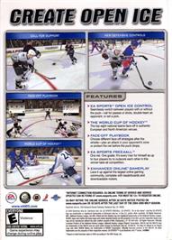 Box back cover for NHL 2005 on the Microsoft Windows.
