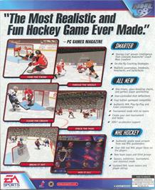 Box back cover for NHL 98 on the Microsoft Windows.