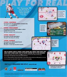 Box back cover for NHL Powerplay '96 on the Microsoft Windows.
