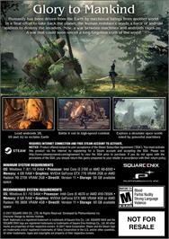 Box back cover for NieR - Automata on the Microsoft Windows.