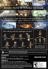 Box back cover for Octopath Traveler on the Microsoft Windows.