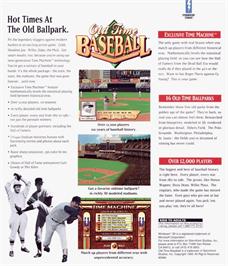 Box back cover for Old Time Baseball on the Microsoft Windows.