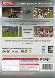 Box back cover for PES 2008 - Pro Evolution Soccer on the Microsoft Windows.