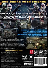 Box back cover for Payday 2 on the Microsoft Windows.