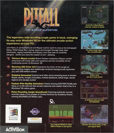Box back cover for Pitfall - The Mayan Adventure on the Microsoft Windows.