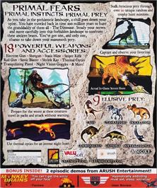 Box back cover for Primal Prey on the Microsoft Windows.