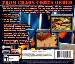 Box back cover for Prison Tycoon on the Microsoft Windows.