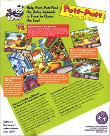 Box back cover for Putt-Putt Saves the Zoo on the Microsoft Windows.