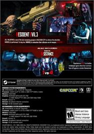 Box back cover for Resident Evil 3 on the Microsoft Windows.
