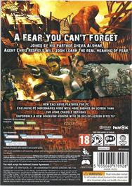 Box back cover for Resident Evil 5 on the Microsoft Windows.
