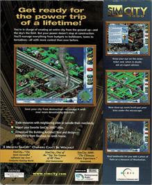 Box back cover for SimCity 3000 on the Microsoft Windows.